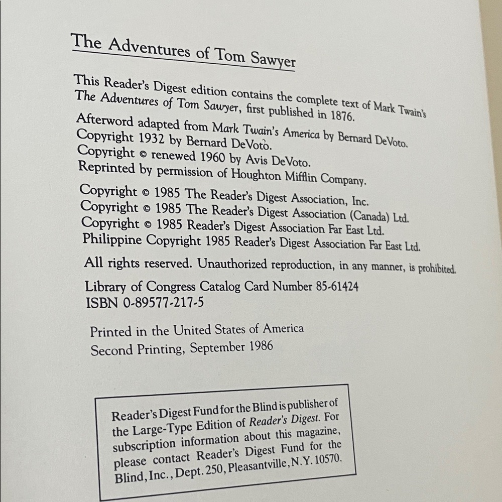 The Adventures of Tom Sawyer by Mark Twain - Readers Digest - Picture 7 of 11